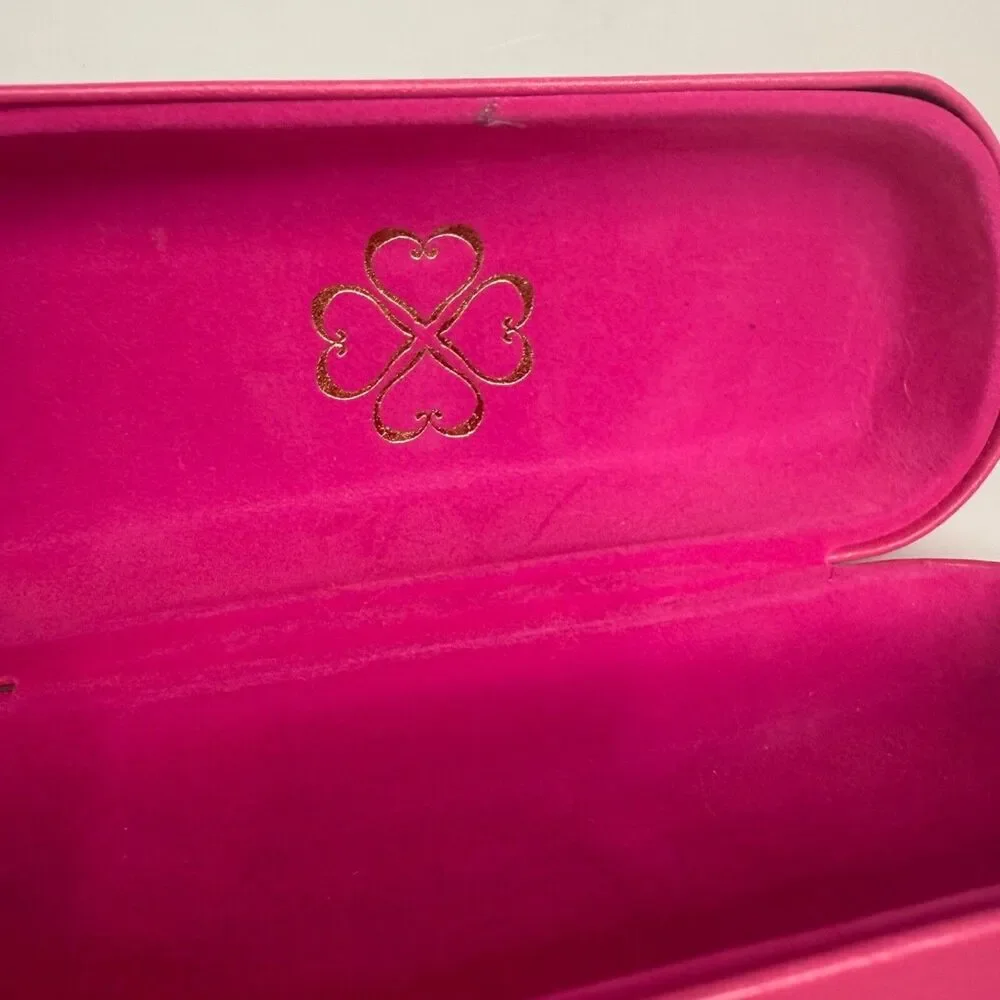CANDIE'S Pink Sunglasses Eye Glasses Glass Hard Case Gold Lettering - EUC-